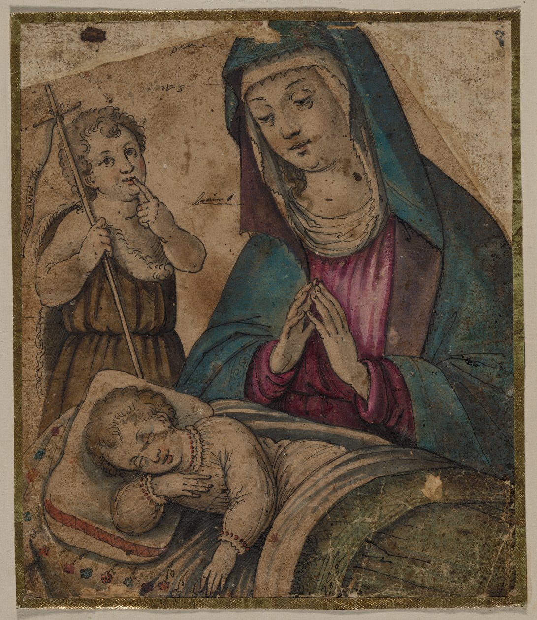 Jomfru og barn med Sankt Johannes (recto) af Unknown artist