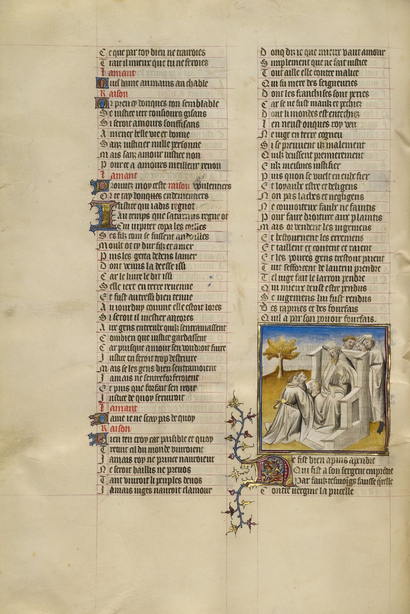 Virginius knæler med sin datter Virginias afhuggede hoved foran dommeren Appius af Unknown artist