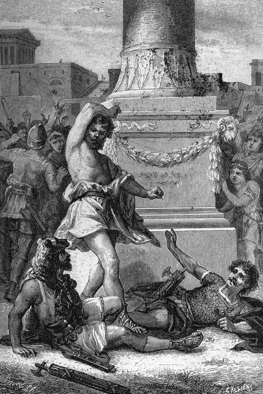 Volero Publilius nægter at blive arresteret 473 f.Kr. Gravering af Unknown artist