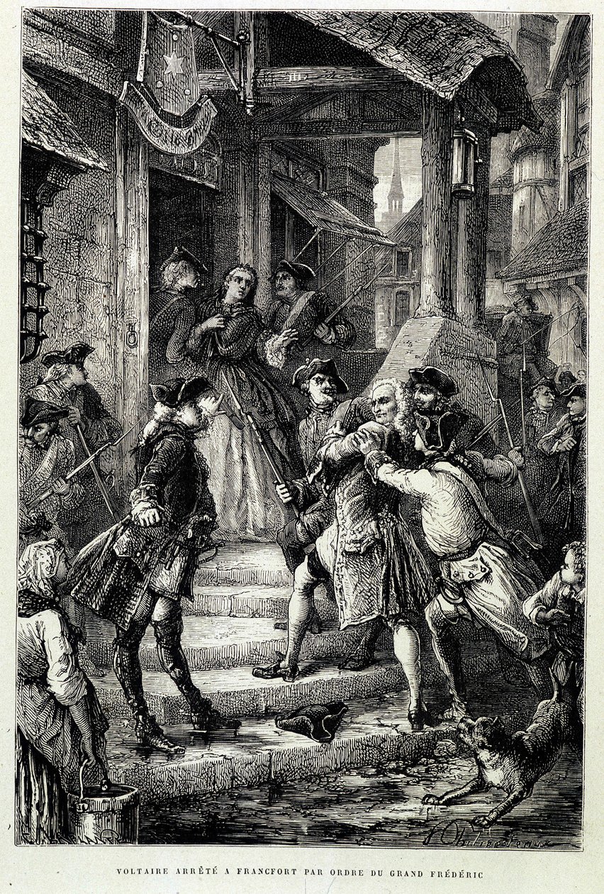Voltaire arresteret i Frankfurt efter ordre fra den store Frederik II - i "Histoire de France fra de fjerneste tider indtil 1789" af M. Guizot af Unknown artist