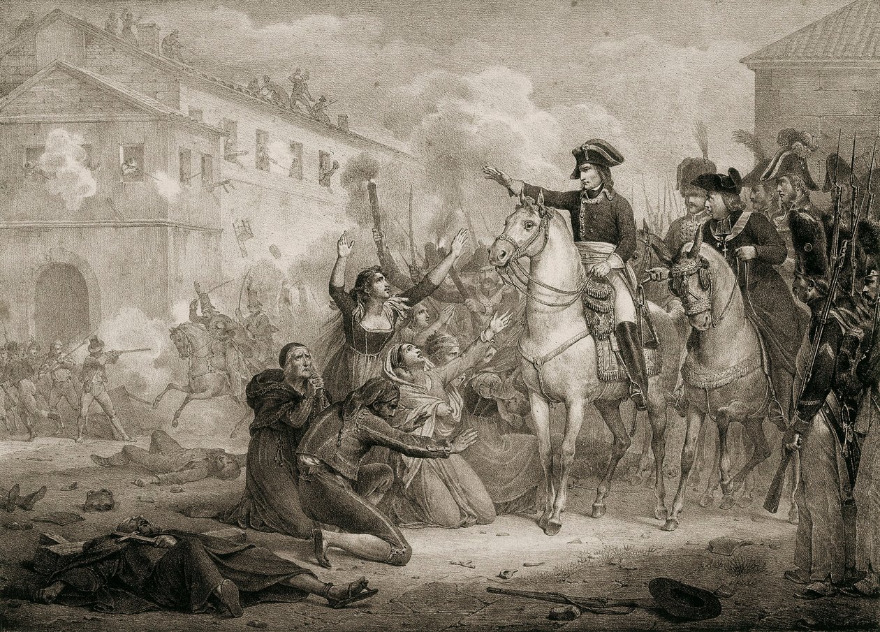 Spaniens uafhængighedskrig (1808-1814): Spanierne beder om medlidenhed med Napoleon. Madrid, Nationalbiblioteket. af Unknown artist