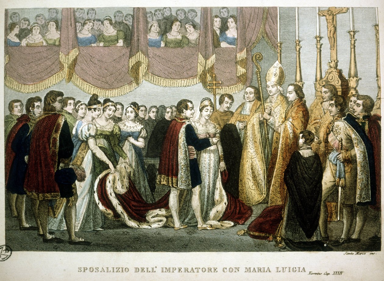 Bryllupsceremoni mellem Napoleon I og Maria - Louise af Habsburg i Augustinerkirken i Wien, 2. april af Unknown artist