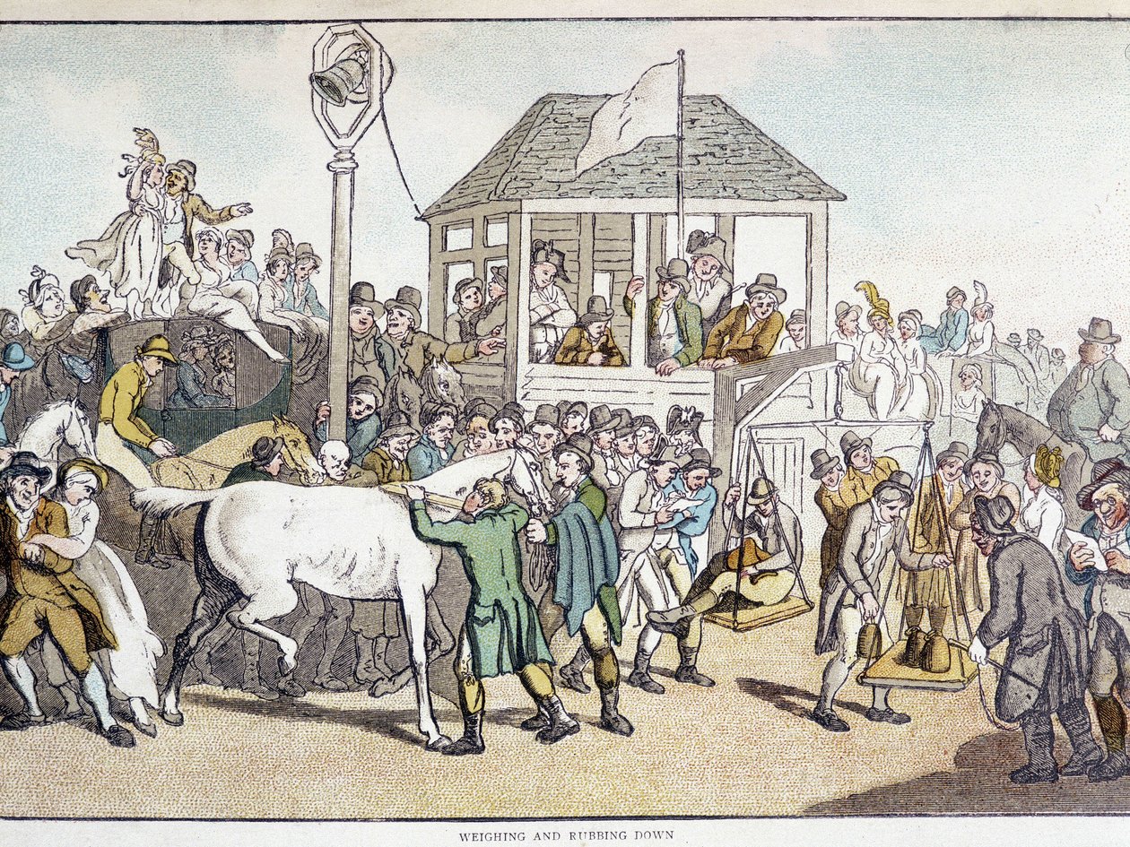 Vejning og vask før et hestevæddeløb (slutningen af 1800-tallet). af Unknown artist