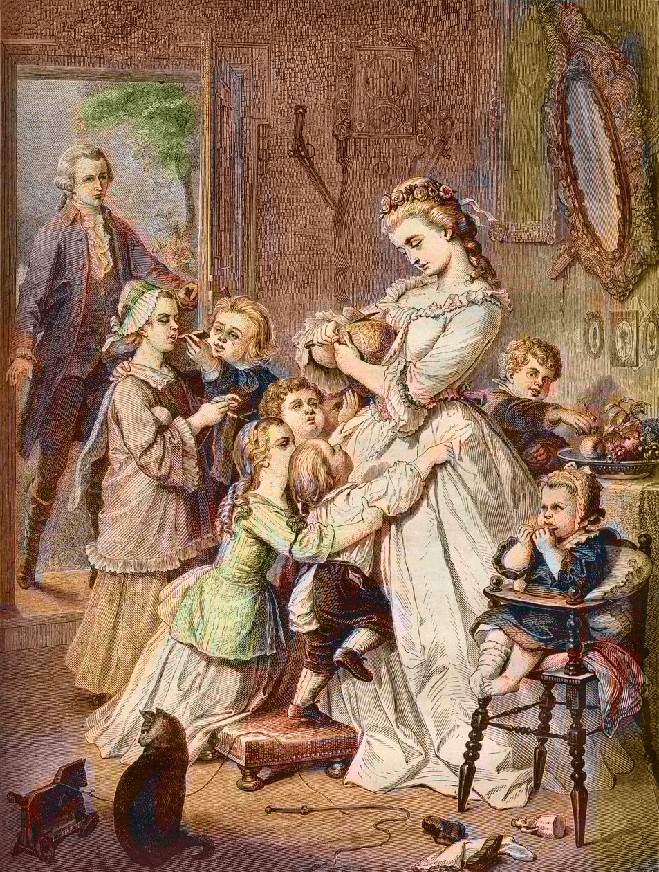 Werther overrasker Charlotte omgivet af børn af Unknown artist