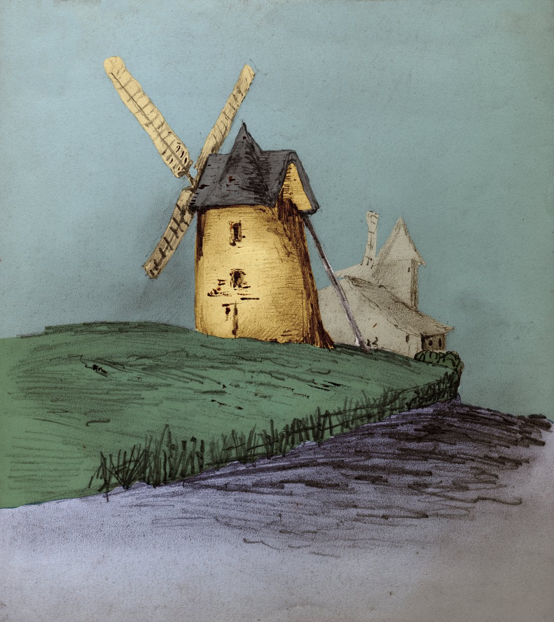 Vindmøller. (tegning af Unknown artist