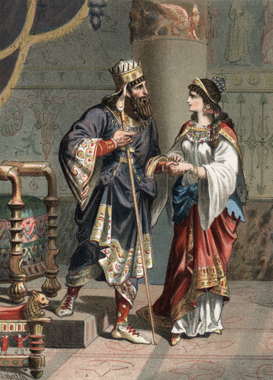 Xerxes I Achaemenid konge af Persien (519-465 f.Kr.) Indgravering af 1881 i "" Skønhedskulturen"" af John Just Huguet, Mill Brothers forlag af Unknown artist