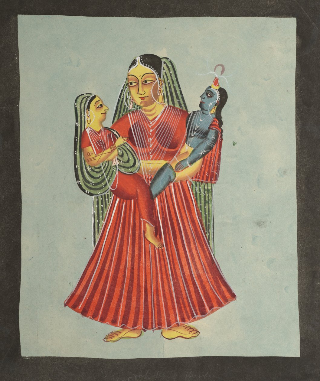 Yasoda holder Krishna og Radha af Unknown artist