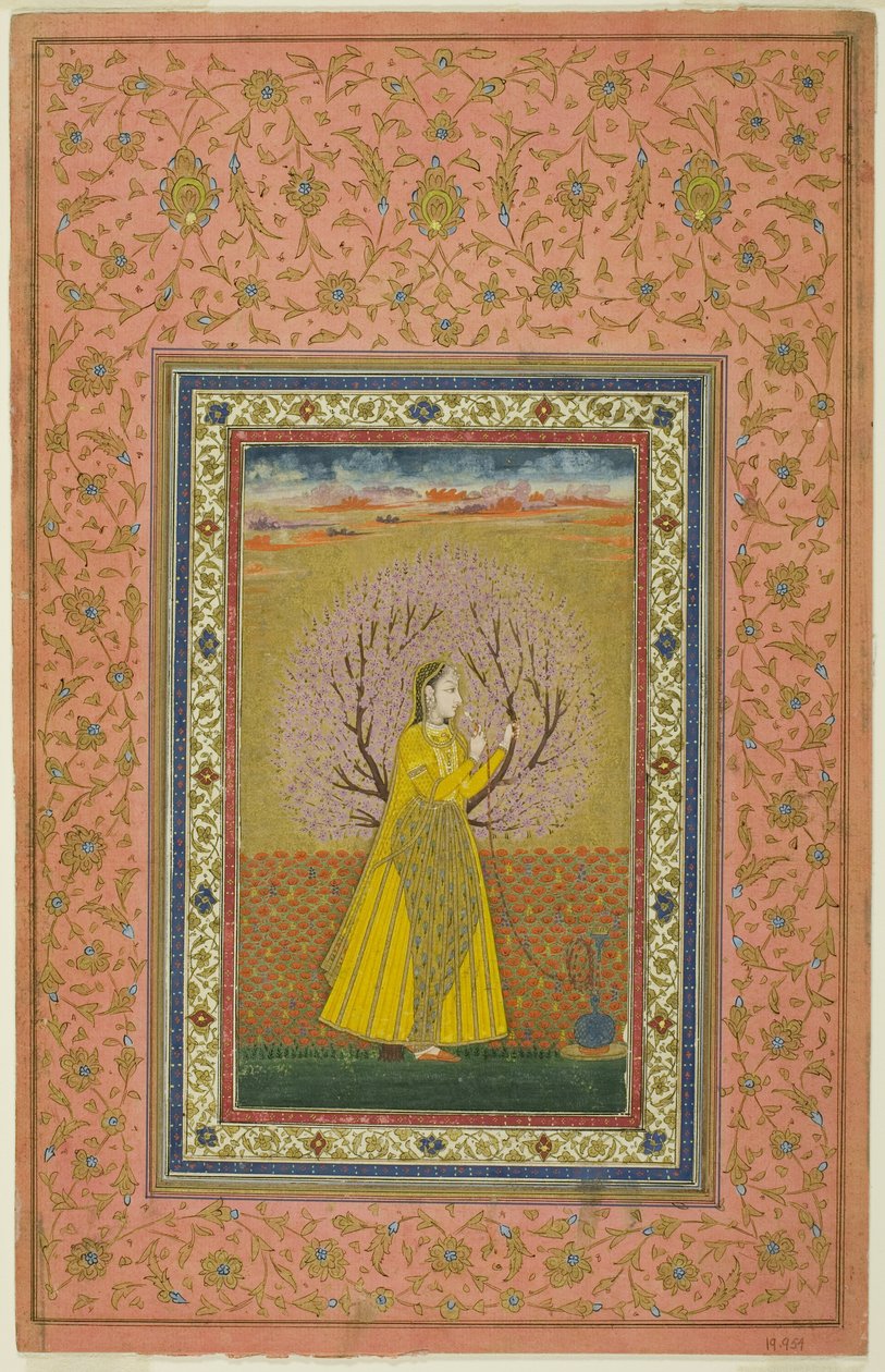 Ung kvinde ryger en Huqqa af Unknown artist