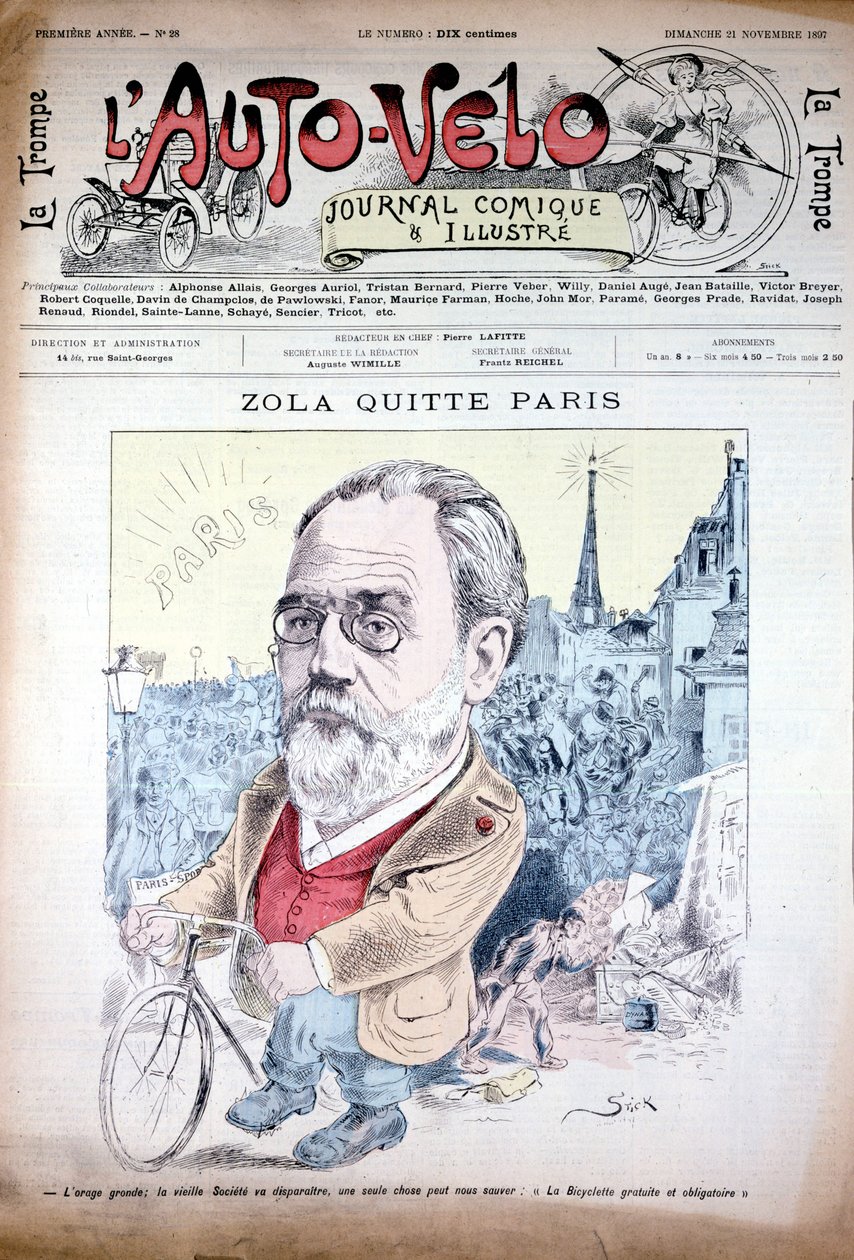 Zola forlader Paris på cykel - i "" l