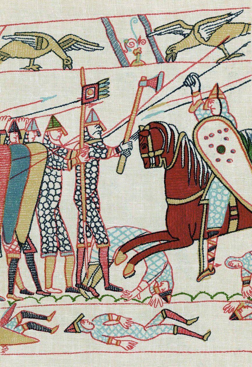 efter en detalje fra Bayeux-tapetet dateret 11. århundrede (litografi) af Unknown artist