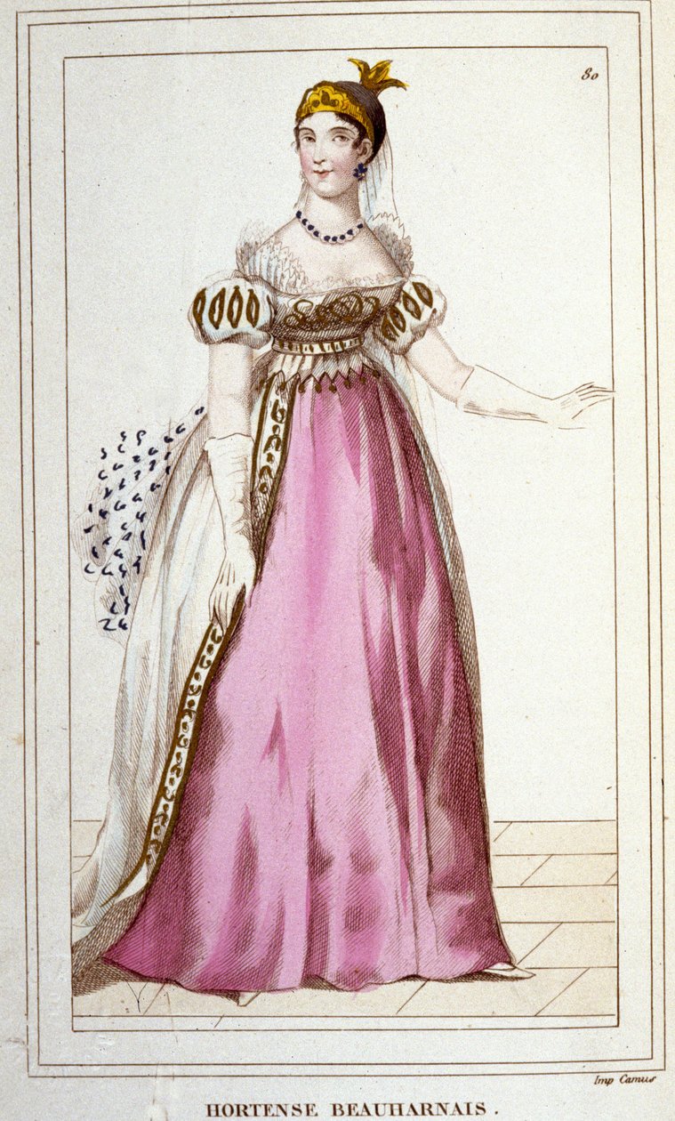 portræt af Hortense de Beauharnais Født i Paris i 1783, død i Arenenberg, Schweiz, i 1837, datter af Alexandre de Beauharnais og Joséphine Tascher fra Pagerie-graveringen fra 1830 af Unknown artist