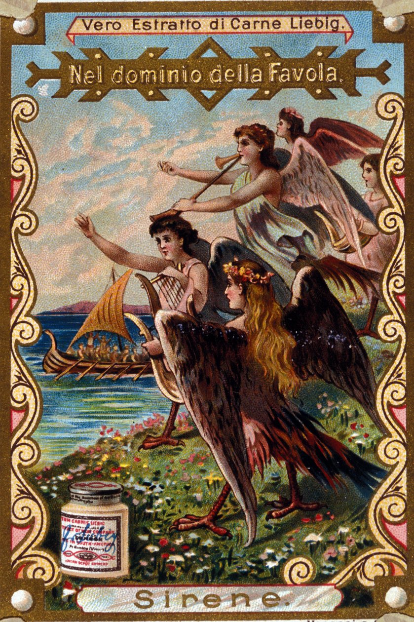 repræsentation af sirener, der tiltrækker søfolk ved deres sang. af Unknown artist