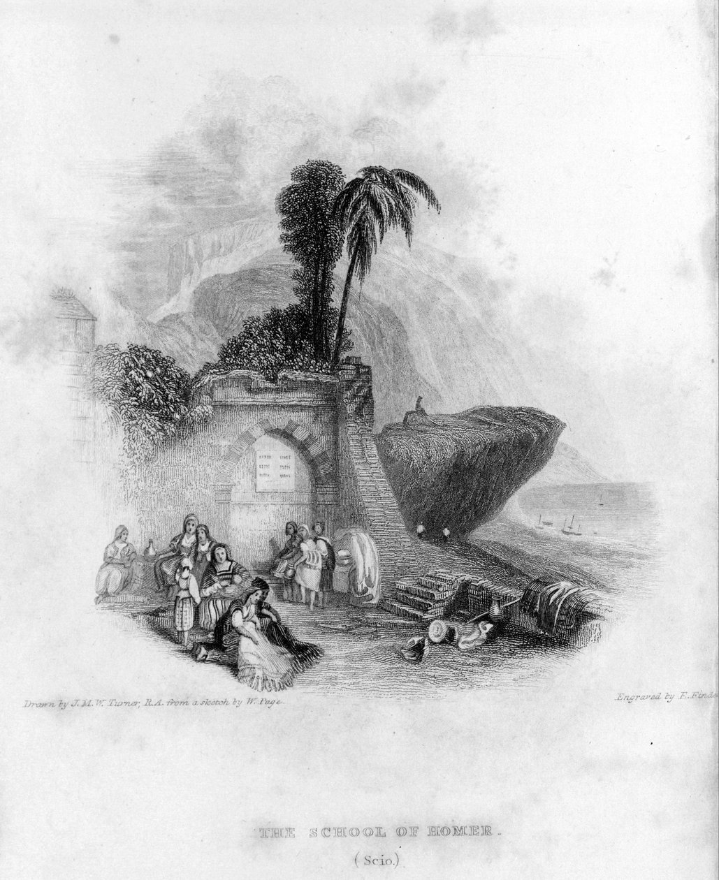 Homerskolen på den græske ø Chios. af Unknown artist