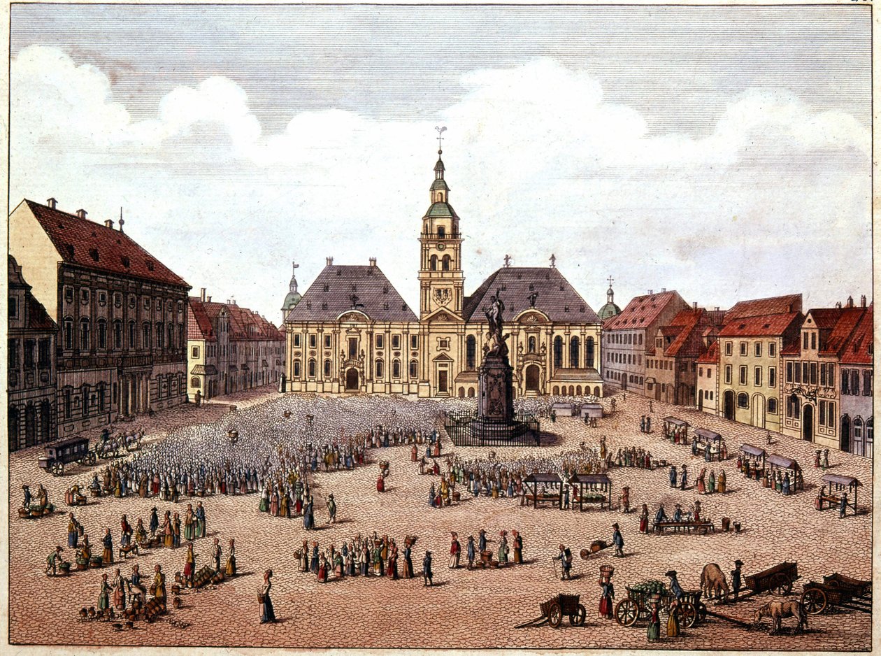 den offentlige plads i byen Mannheim (Tyskland). af Unknown artist