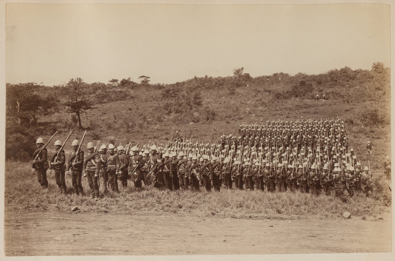 91. højlændere vender tilbage fra Zululand 1879 (s/h-foto) af Unknown photographer
