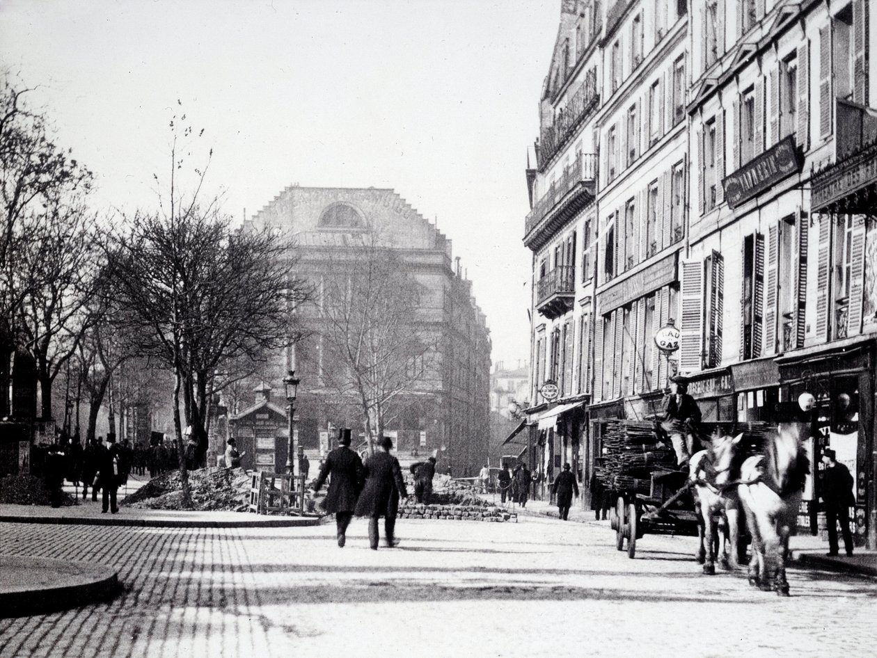 En rue de Paris med Ambigu-teatret (3. arrondissement) af Unknown photographer