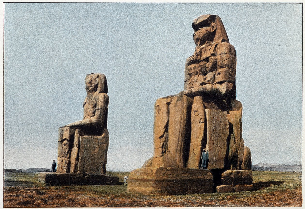 Det gamle Egypten: Memnon-kolossen til Theben. Slutningen af 1800-tallet. af Unknown photographer