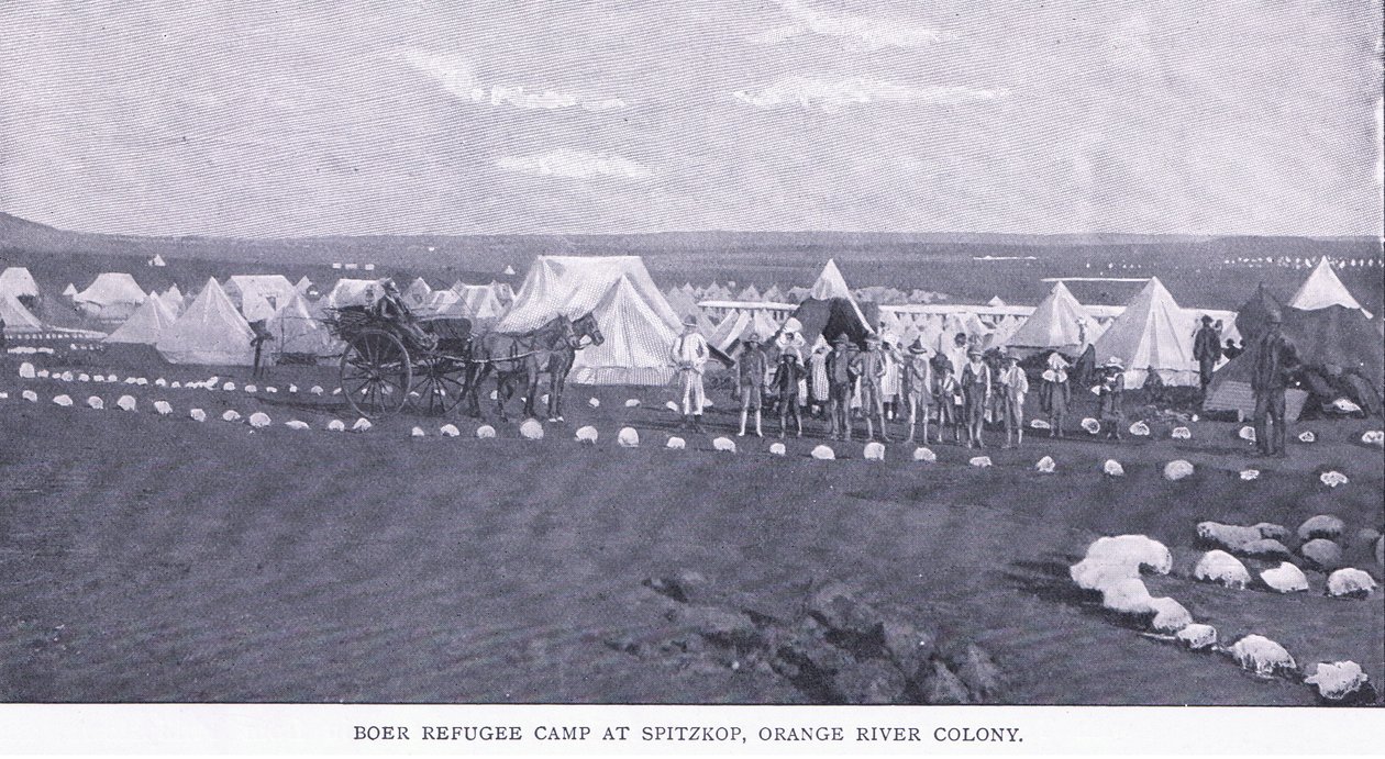 Boer flygtningelejr ved Spitzkop, Orange River-kolonien, fra After Pretoria: The Guerilla War udgivet af Harmsworth Bros Limited af Unknown photographer