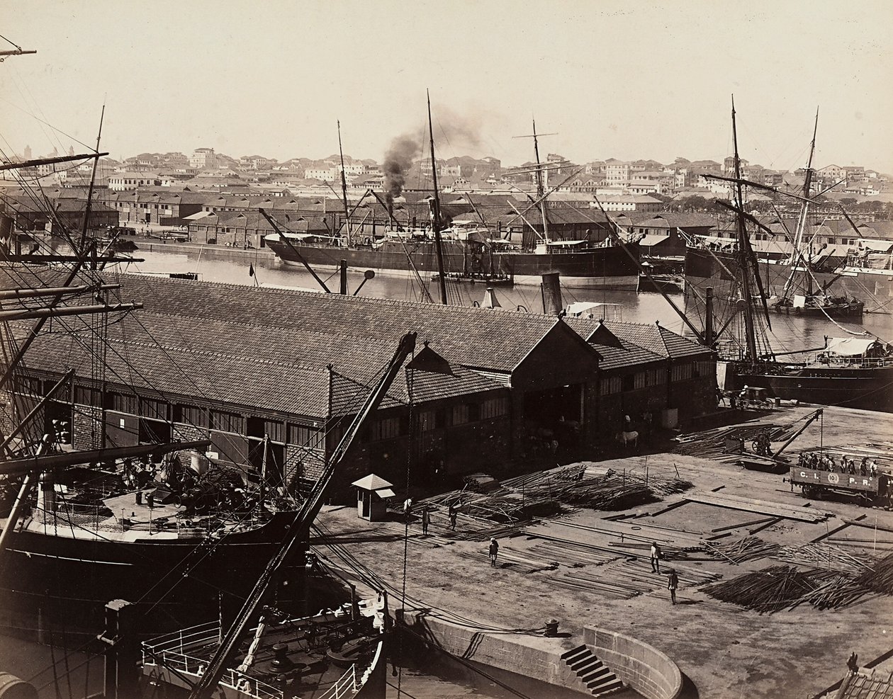 Havnen i Bombay, Indien af Unknown photographer