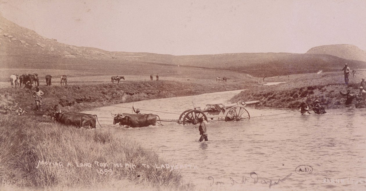 Kanon krydser en flod under Boerkrigen af Unknown photographer