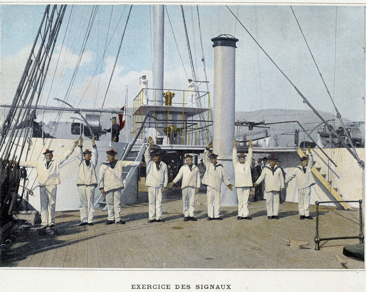 Exercise des Signals - i "" Militært album - Navy: Life on board" af Unknown photographer