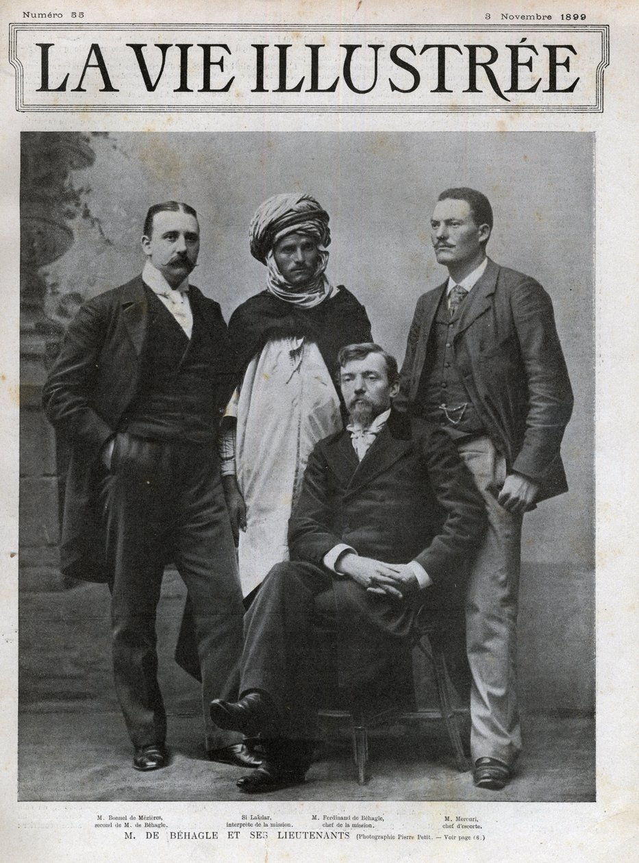 Ferdinand de Behagle (1857-1899) (fransk opdagelsesrejsende) leder af missionen og hans løjtnanter af Unknown photographer