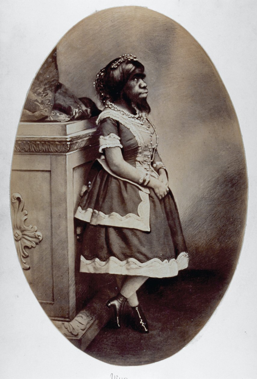 Portræt i fuld længde af det menneskelige fænomen Giulia Pastrana af Unknown photographer