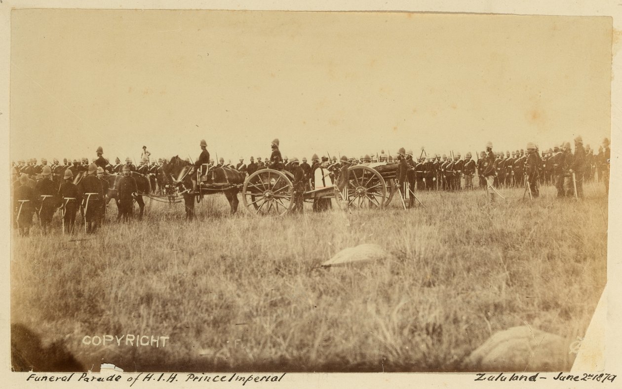 Begravelsesparade af HIH Prince Imperial, Zululand, 2. juni 1879 (s/h-billede) af Unknown photographer