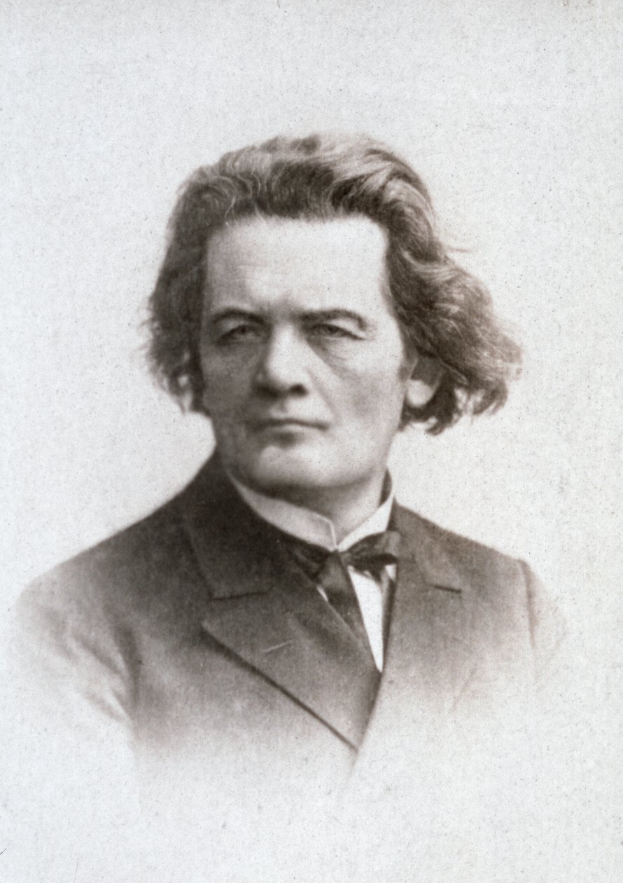 Halvlangt portræt af den berømte russiske pianist og komponist Anton Grigorevic Rubinstein af Unknown photographer