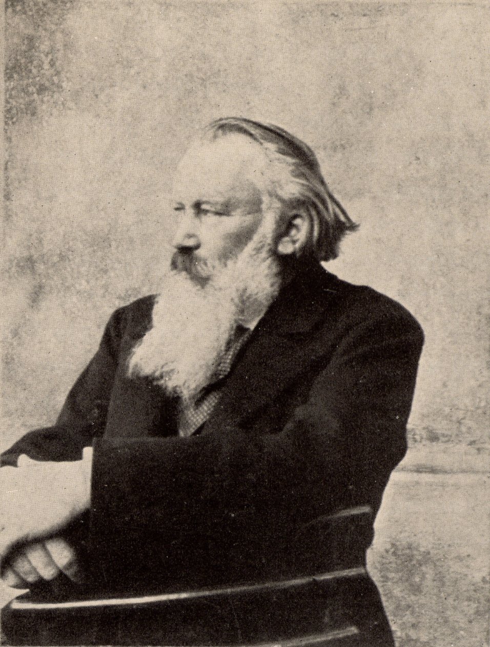 Johannes Brahms (1833-1897) tysk komponist. Signeret fotografi taget i Wien 6. oktober 1895 (raster)(print) af Unknown photographer