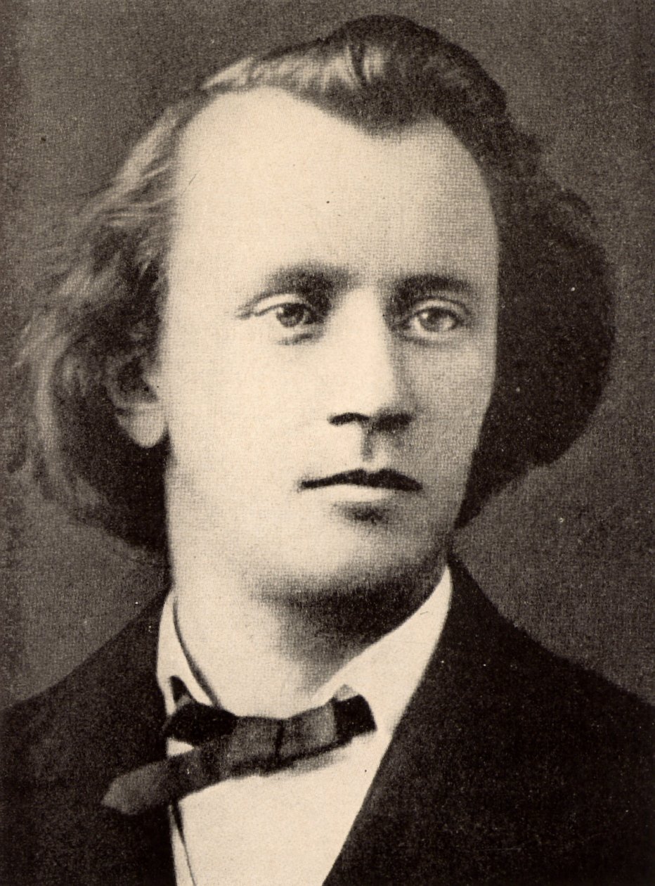 Johannes Brahms (1833-1897), tysk komponist, halvtone i 1866 (tryk) af Unknown photographer