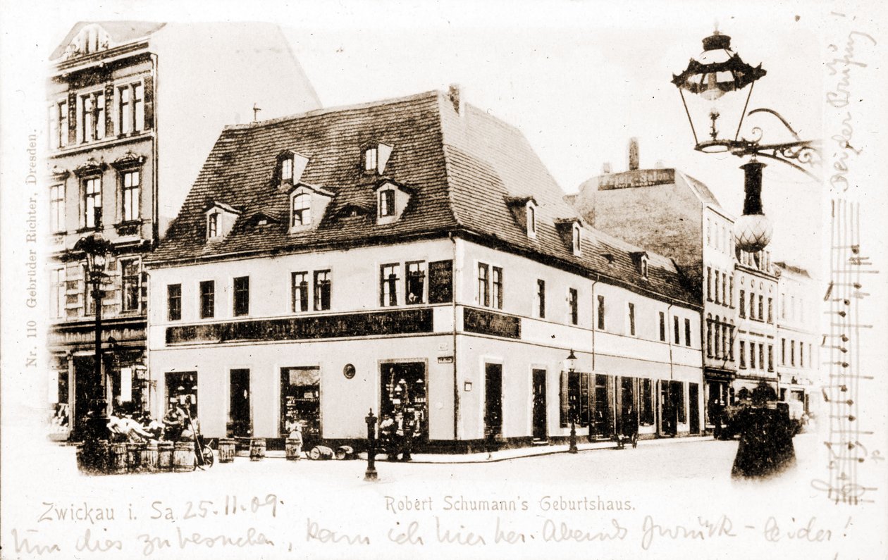 Robert Schumanns hus (1810 - 1856) i Zwickau i Tyskland. af Unknown photographer