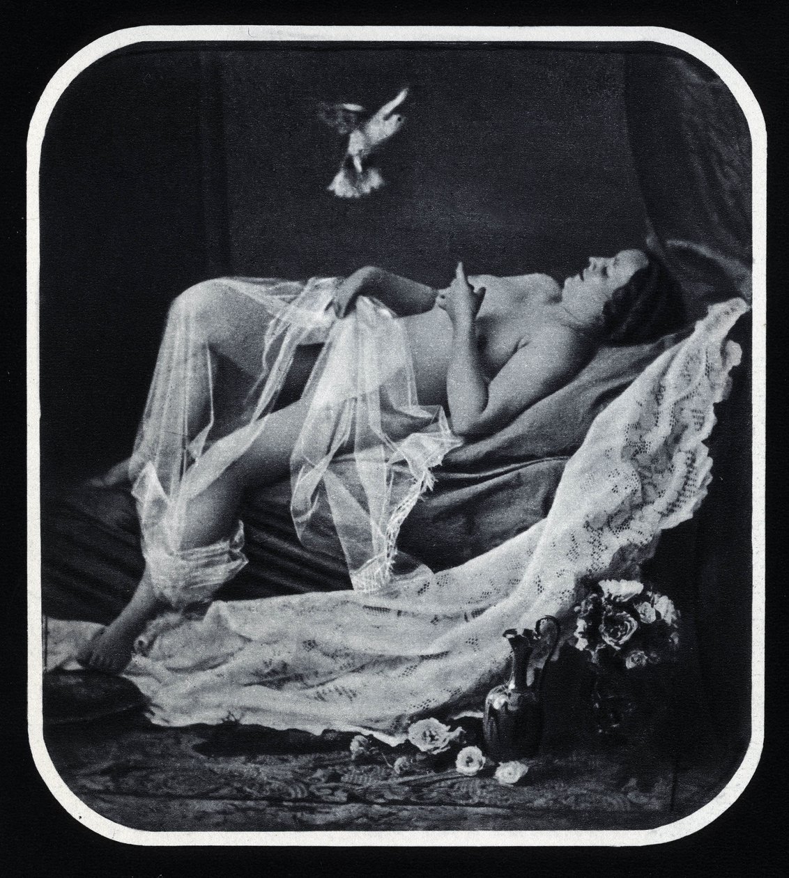 Nøgen kvinde forlænget omkring 1850 Anonym fotografering af Unknown photographer