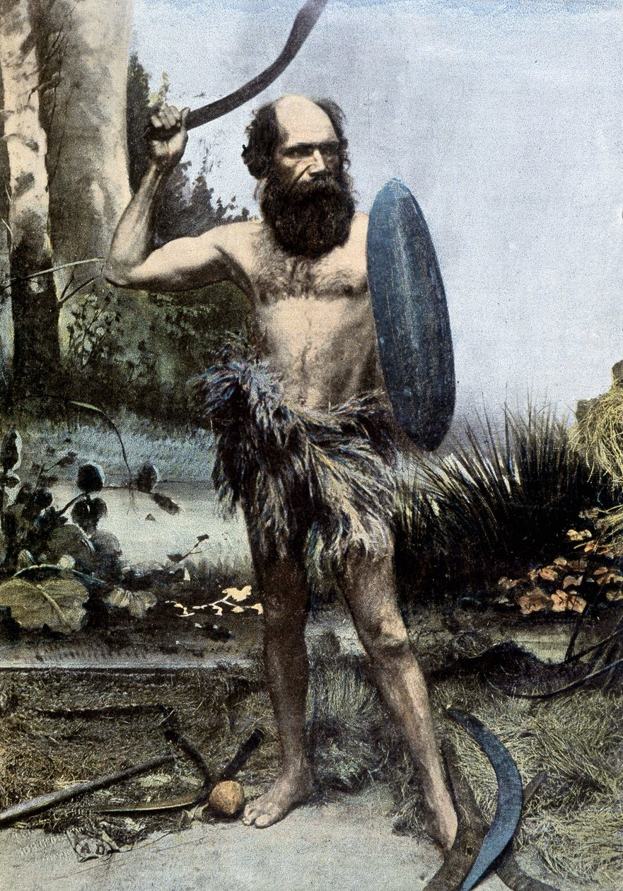 Native australske våben af en boomerang - autokrom af Unknown photographer