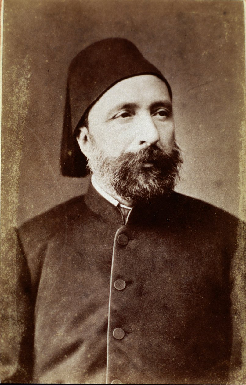 Det Osmanniske Rige: "" Portræt af Ahmet Mithat Pasha (eller Ahmed Midhat pasha) (1822-1883) statsmand tyrkisk reformator"" Fotografi Ankara, Turkish Historical Society. Kalkun af Unknown photographer