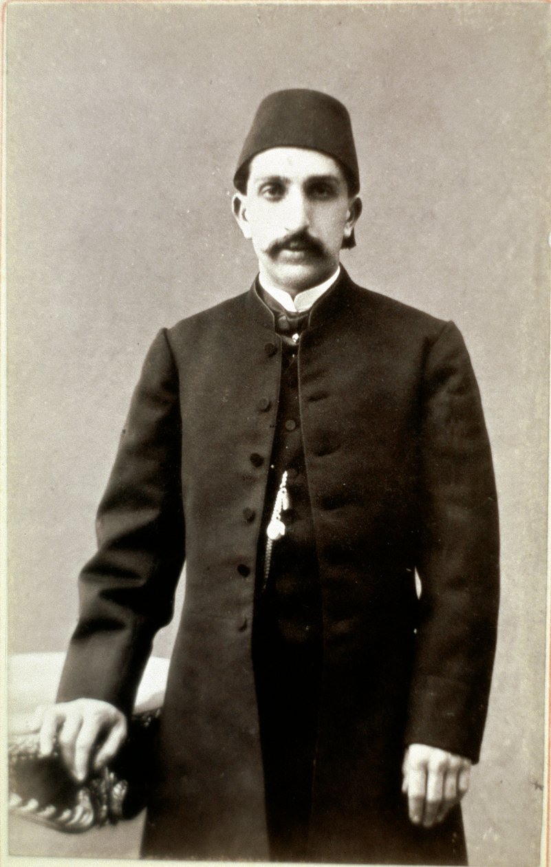 Det Osmanniske Rige: Portræt af Sultan Abdulhamid II (Abd ul Hamid, Abd-ul-Hamid, Abdulhemit, Abdul Hamid, Abd al-Hamid, Abd al-Hamid, Abd al-Hamid) (1842-1918)” Fotografi. Ankara, Turkish Historical Society, Tyrkiet af Unknown photographer