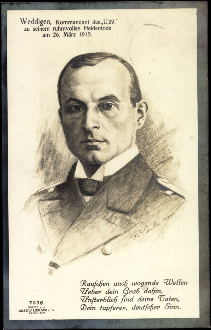 Passepartout-kunstner Otto Weddigen, U 29 af Unknown photographer