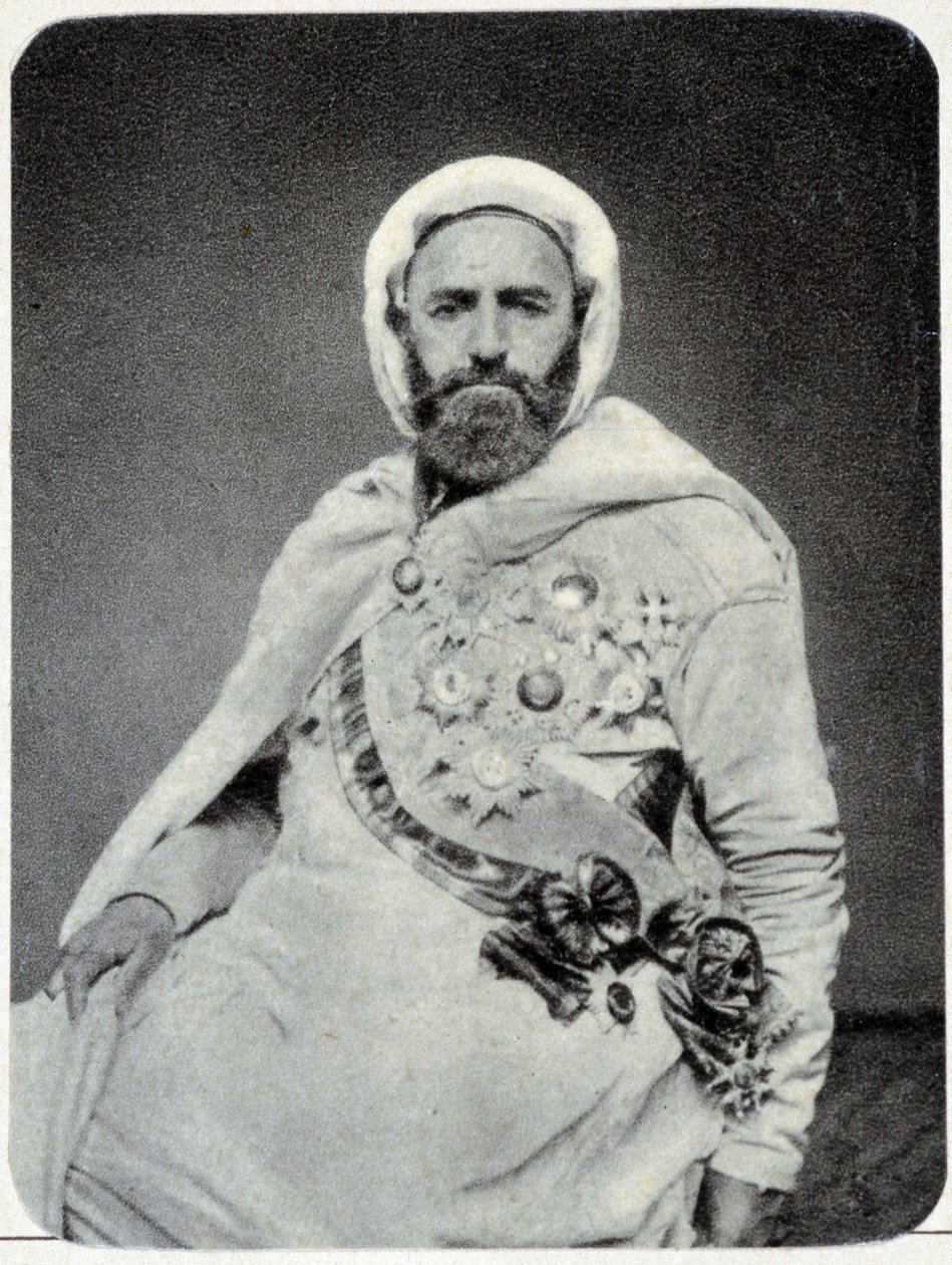Portræt af Abd-el-Kader (Abd El-Kader) i 1875 - fotografi. af Unknown photographer
