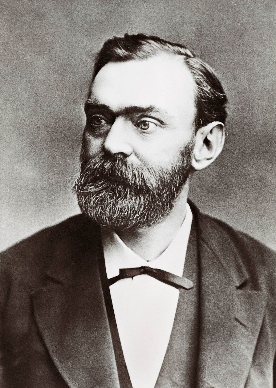Portræt af Alfred Berhard Nobel (1833-1896), svensk kemiker. Fotografi af Unknown photographer
