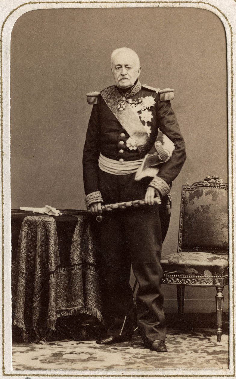 Portræt af Esprit Victor Elisabeth Boniface de Castellane, marechal fra Frankrig, fransk militær blev født i Paris den 21. marts 1788 og døde i Lyon den 16. september 1862. af Unknown photographer