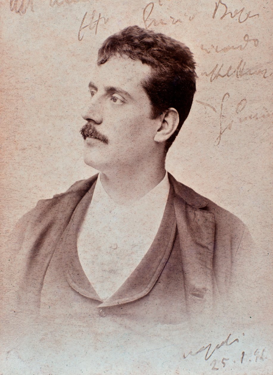 Portræt af Giacomo Puccini (s/h foto af Unknown photographer