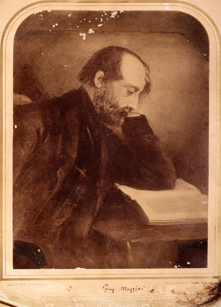 Portræt af Giuseppe Mazzini, med autograf (s/h foto) af Unknown photographer