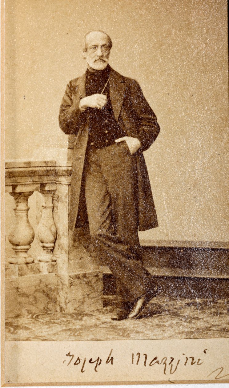 Portræt af Giuseppe Mazzini, med autograf (s/h foto) af Unknown photographer