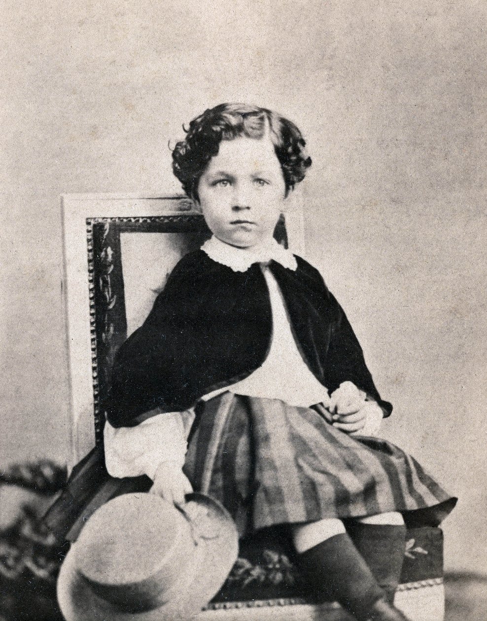 Portræt af kejserprins Eugene Louis Napoleon Bonaparte (1856-1879), søn af Napoleon III. Anonymt fotografi taget i Fontainebleau i juni 1860 af Unknown photographer