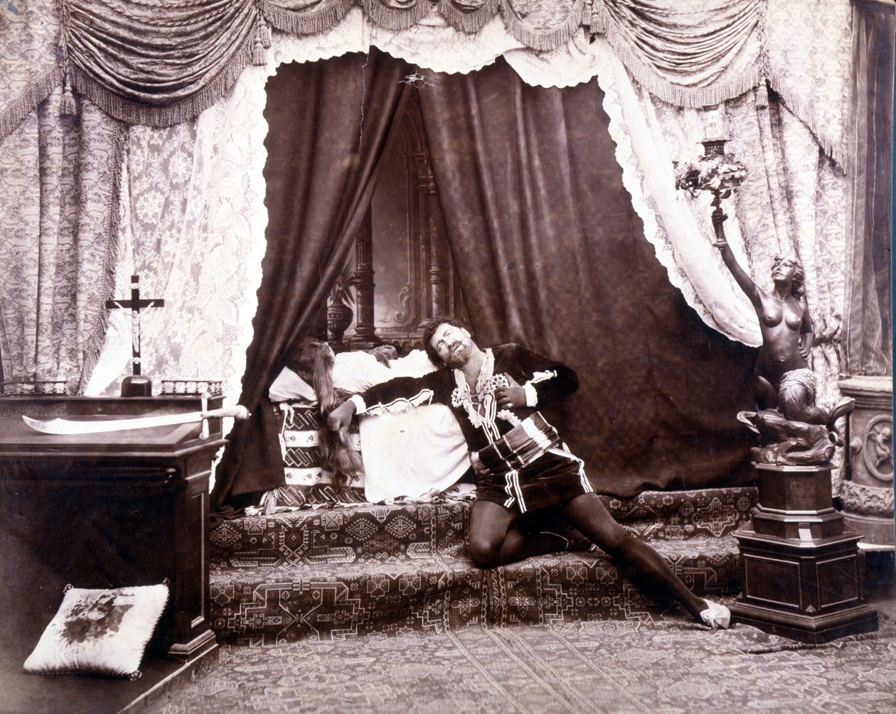 Portræt af den italienske tenor Francesco Tamagno (1850 - 1905) i sidste akt af Otello af Giuseppe Verdi af Unknown photographer