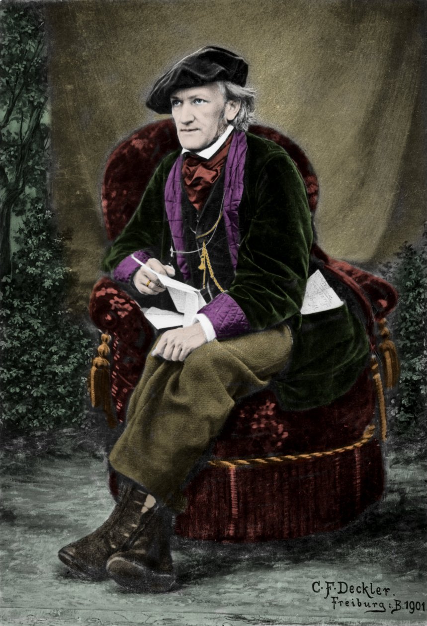 Portræt af komponisten Richard Wagner (1813-1883) i Villa Tribschen i Luzern, Schweiz. af Unknown photographer