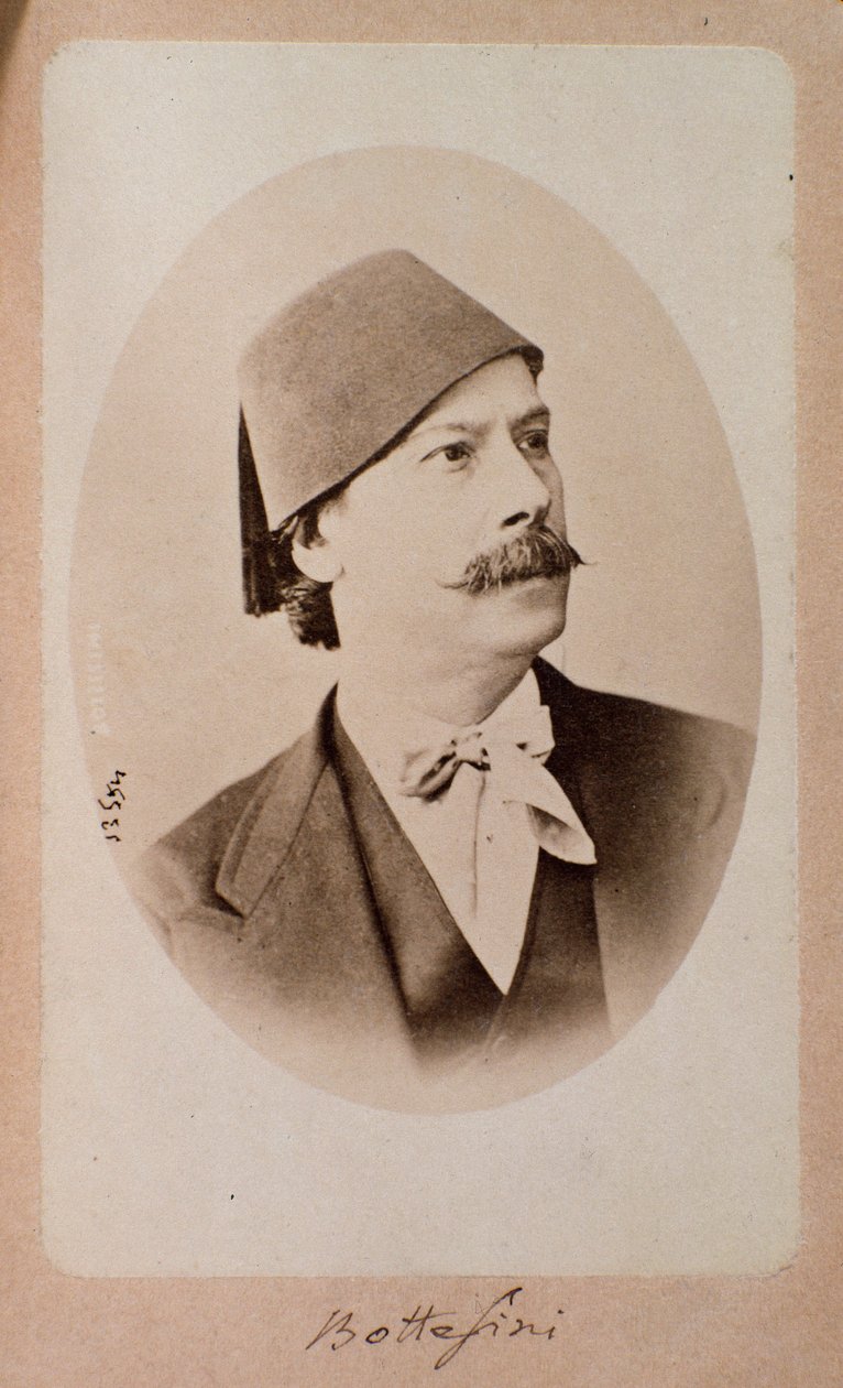 Portræt af den italienske dirigent, kontrabasmusiker og komponist Giovanni Bottesini (1821-1889) Fotografi. Bologna fra det 19. århundrede, borgerligt musikbibliografisk museum af Unknown photographer