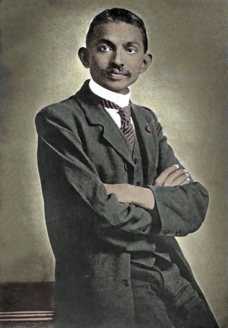 Portræt af den politiske leder Mohandas Karamchand Gandhi (1869-1948) kendt som Mahatma, indisk politisk og åndelig leder af Unknown photographer