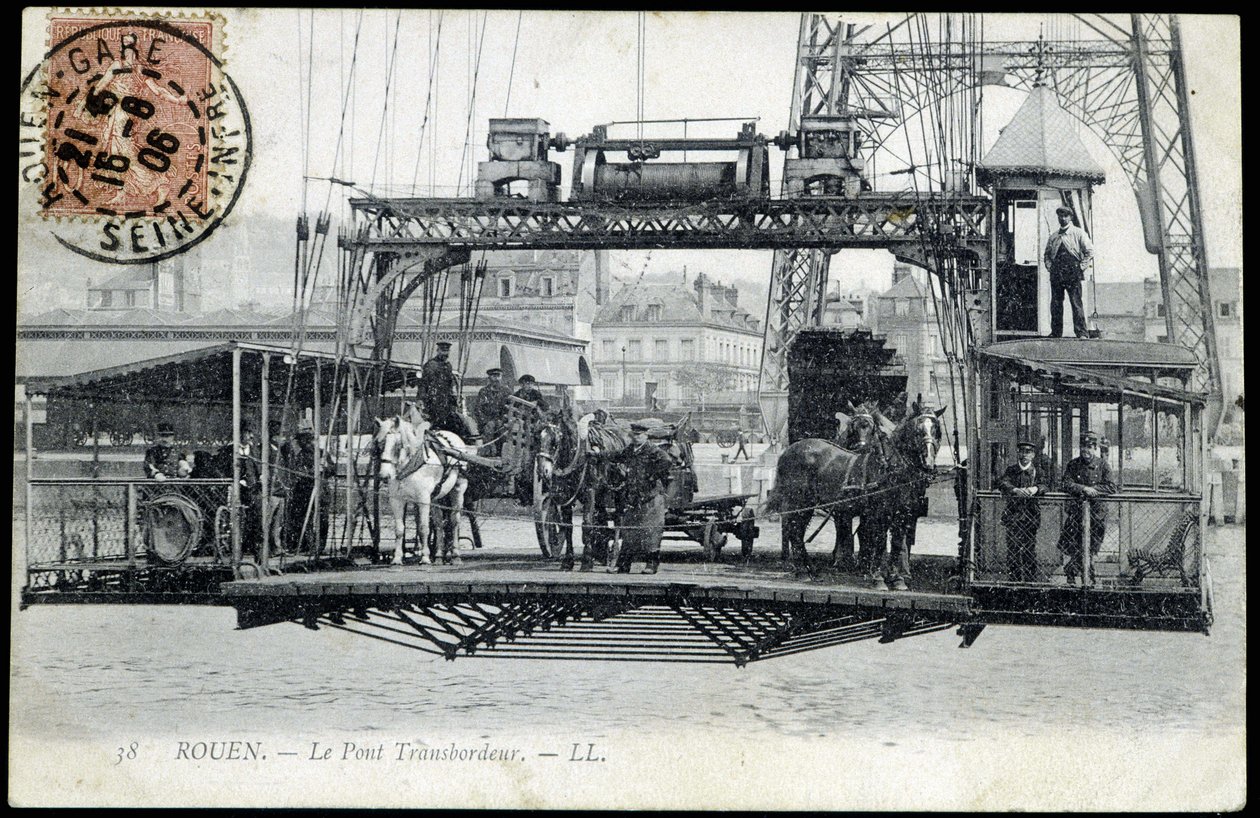 Postkort fra begyndelsen af det 20. århundrede. Normandiet, Rouen: Færgebroen. af Unknown photographer