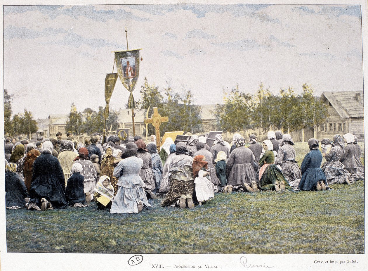 Procession i landsbyen (Rusland) - fotografering, slutningen af det 19. århundrede af Unknown photographer